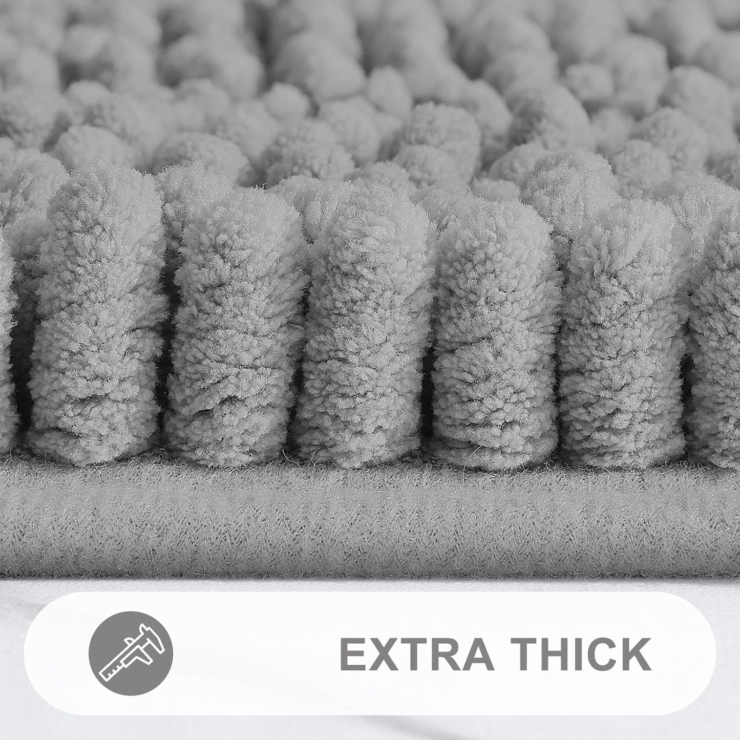 Grandaily Chenille Striped Bathroom Rugs 59x24, Extra Thick and Absorbent Bath Mats, Non-Slip Soft Plush Shaggy Shower Carpet, Machine Wash Dry, Bath Rug for Bathroom, Dark Gray