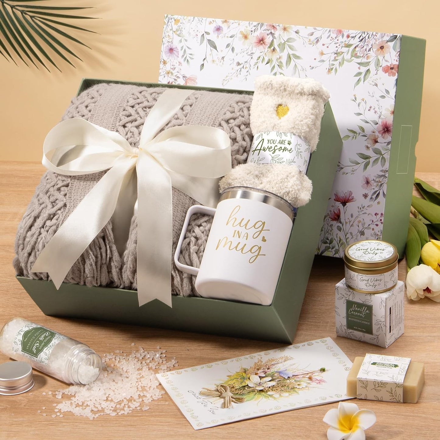 Self Care Gifts for Women Get Well Soon Gifts, Birthday Gifts for Women Care Package, Sympathy Gift Baskets Spa Gifts Set, Thinking of You Inspirational Christmas Gifts for Mom Her Friend Sister Wife