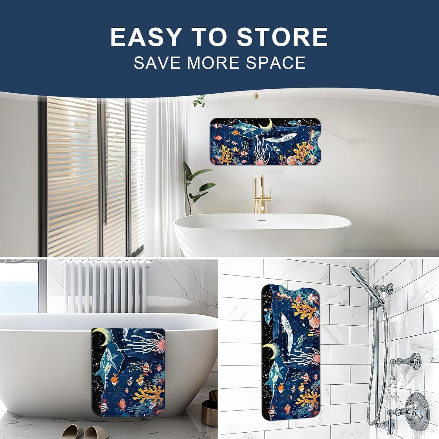 XIYUNTE Baby Bath Mat for Tub Non Slip Kids Bath Mat - 40"x16" Extra Long Bathtub Mat Non Slip Kids, Eco-Friendly Toddler Bath Mats with Suction Cups for Secure Grip, Easy to Clean & Easy Drying