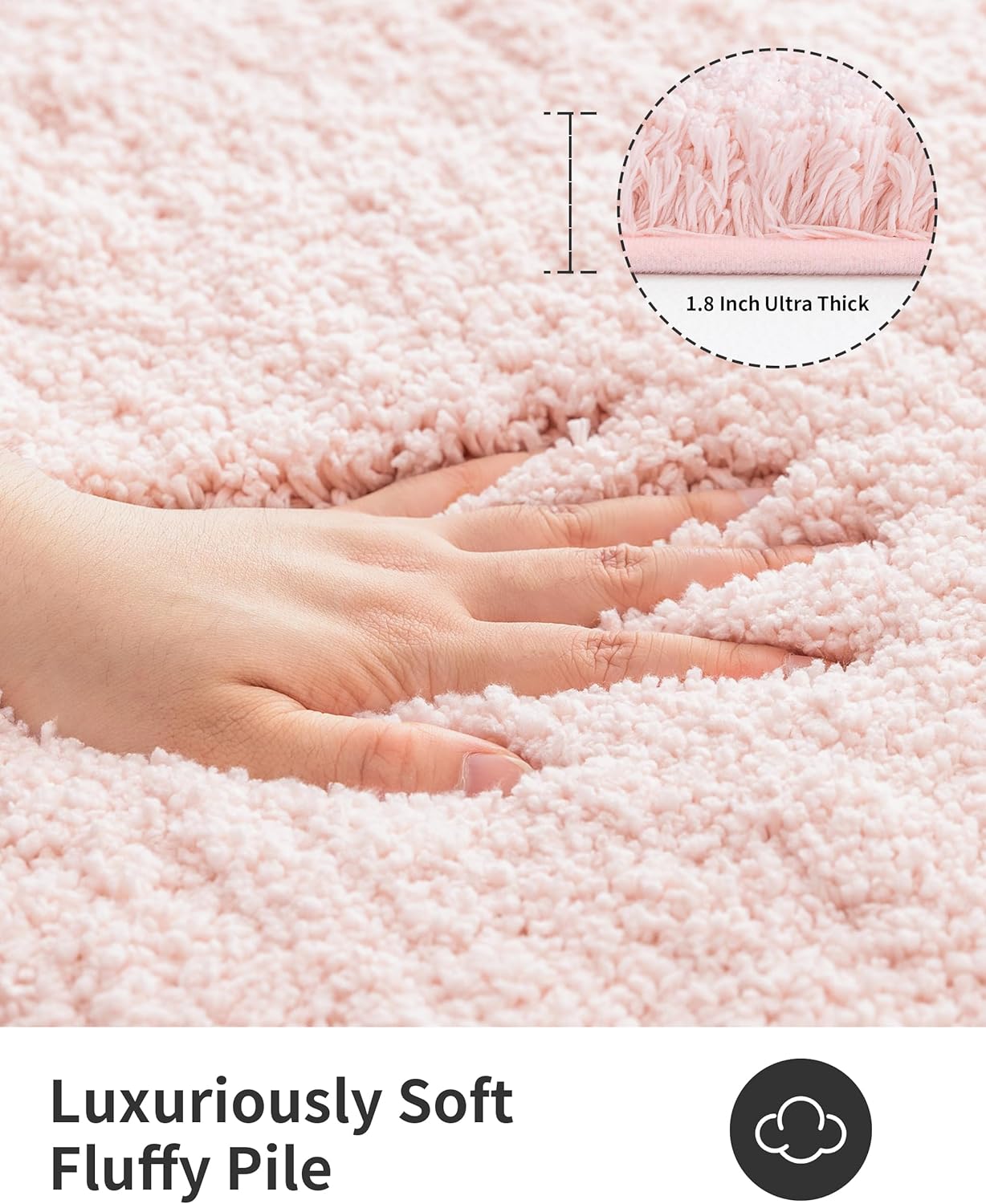 ILANGO Pink Bathroom Rugs 32" × 20" Non Slip & Super Absorbent Extra Thick Soft, Washable Bath Mat for Floor, Microfiber Plush Shaggy Bath Rug with Rubber for Bathtub Shower Room Sink