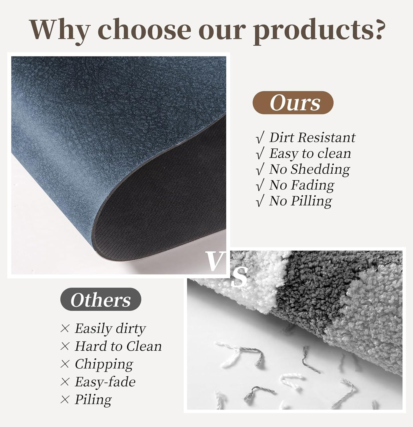 Bathroom Rugs Sets 2 Piece - Quick Dry Super Absorbent Bath Mats for Bathroom Diatomaceous Earth Bath Rugs with Rubber Backing Non-Slip Bath Mat Rug for Shower Floor, 47x17 + 24x17, Navy Blue