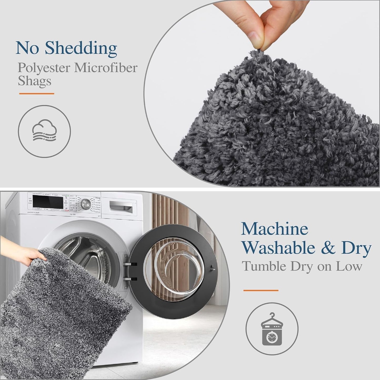 Walensee Large Bathroom Rug (24 x 36, Dark Grey) Extra Soft and Absorbent Shaggy Bath Mat Machine Washable Microfiber Non Slip Luxury Floor Mat