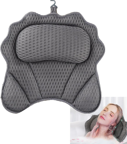Bath Pillow Bathtub Pillow for Neck Back Support 4D Bath Tub Pillow with 6 Strong Suction Perfect Bath Gift for Women