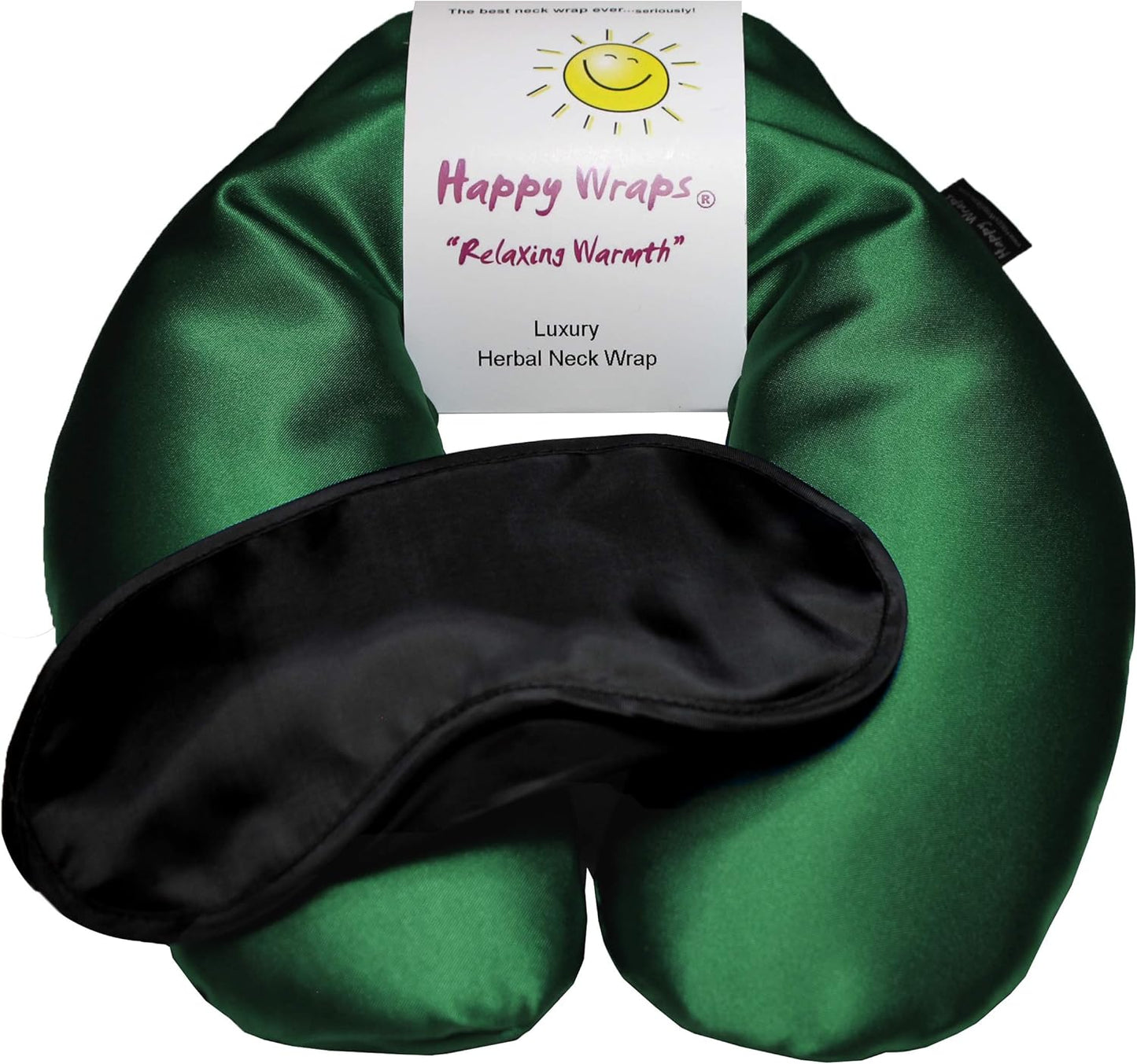 Microwavable Herbal Neck Wrap - Hot Cold Aromatherapy Neck Warming Pillow - Heating Pad for Migraines, Stress, Gifts for Women, Birthdays, Christmas and Free Sleep Mask - Jade Satin