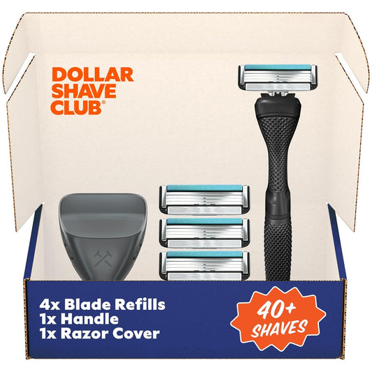 Dollar Shave Club | Travel Shave Set | 4 Swift Rinse Refill Cartridges, 1 Handle, 1 Razor Cover