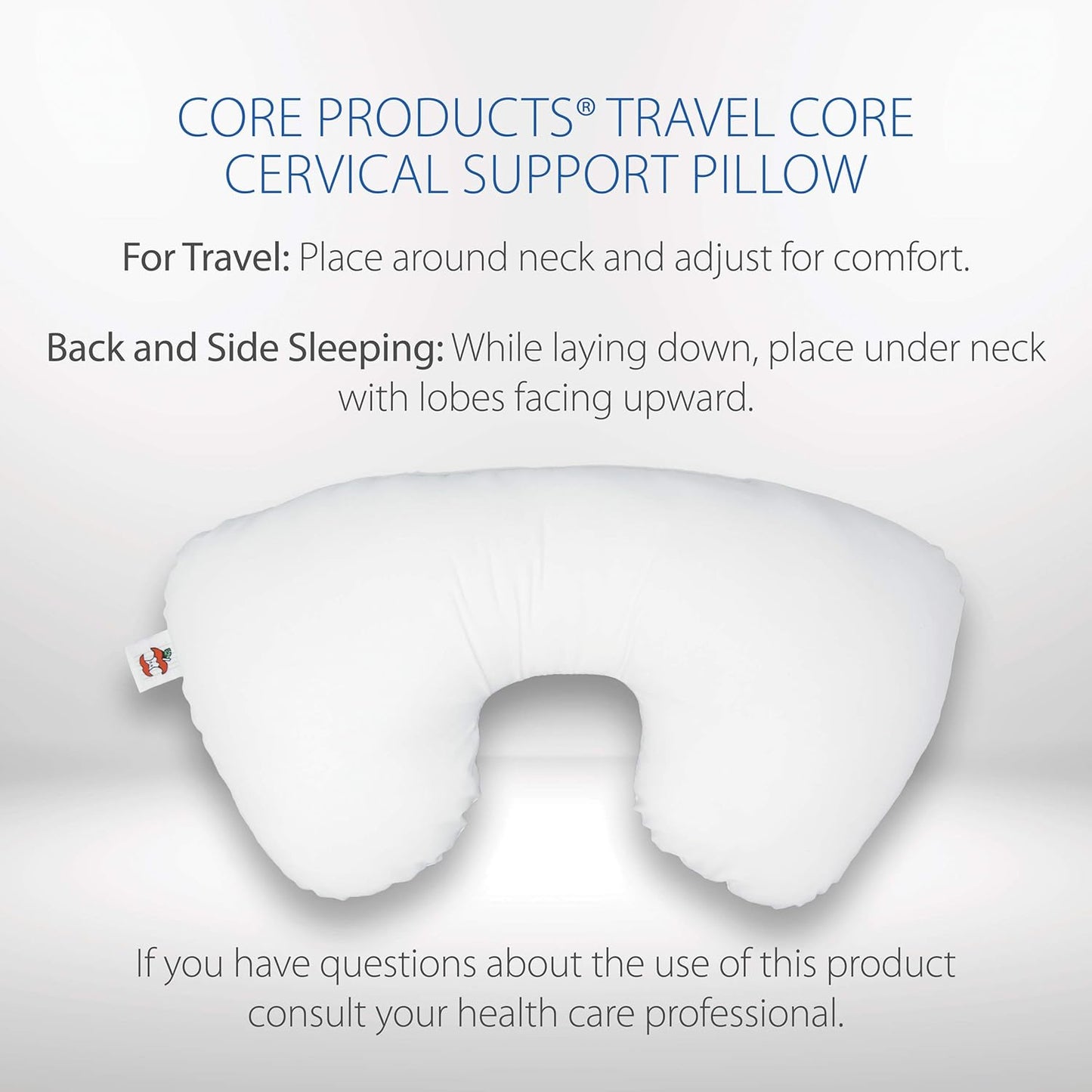 Core Products Travel Pillow, Orthopedic Neck Support, Airplane Travel, Packable, Portable Use Sitting or Sleeping