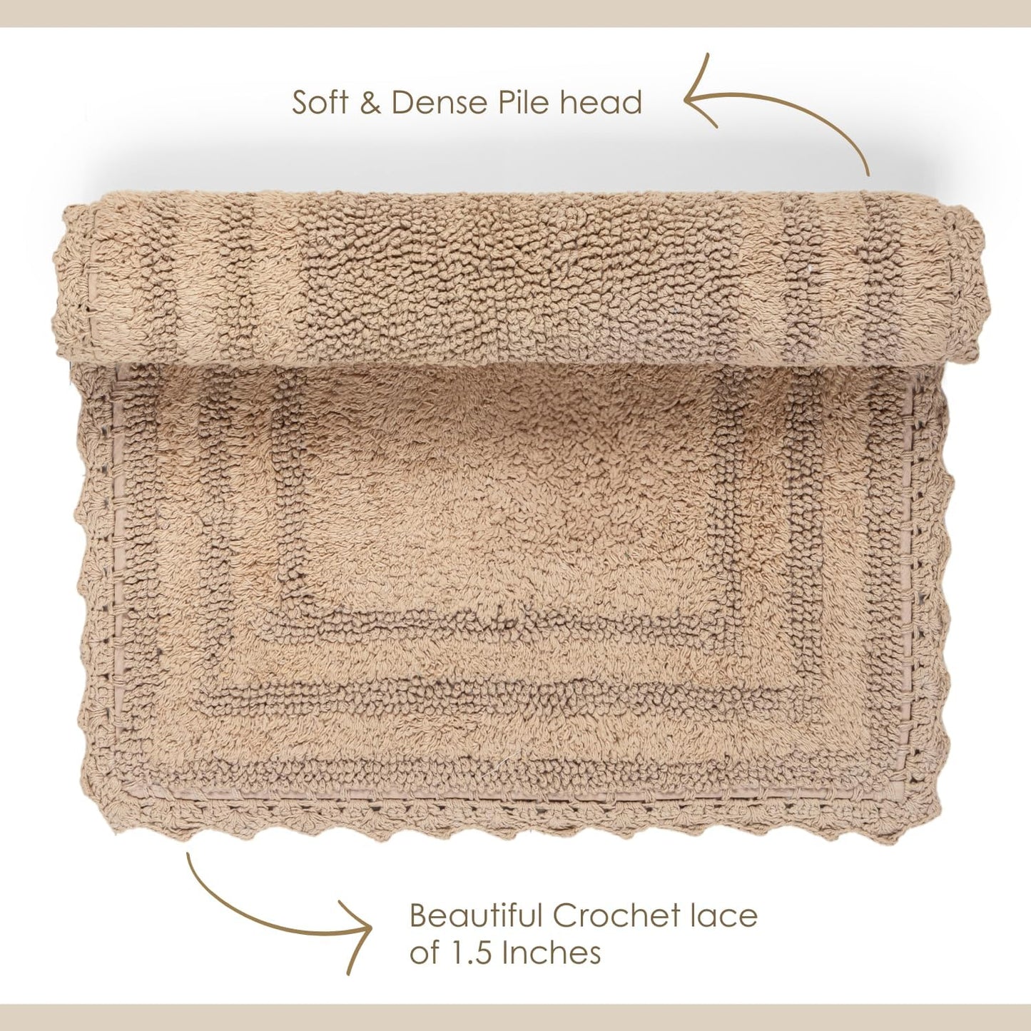RAJRANG Bath Rug for Bathroom Kitchen Spa Sand Cotton Absorbent Soft Reversible Boho Bath Mat Rectangle 34x21 Inches