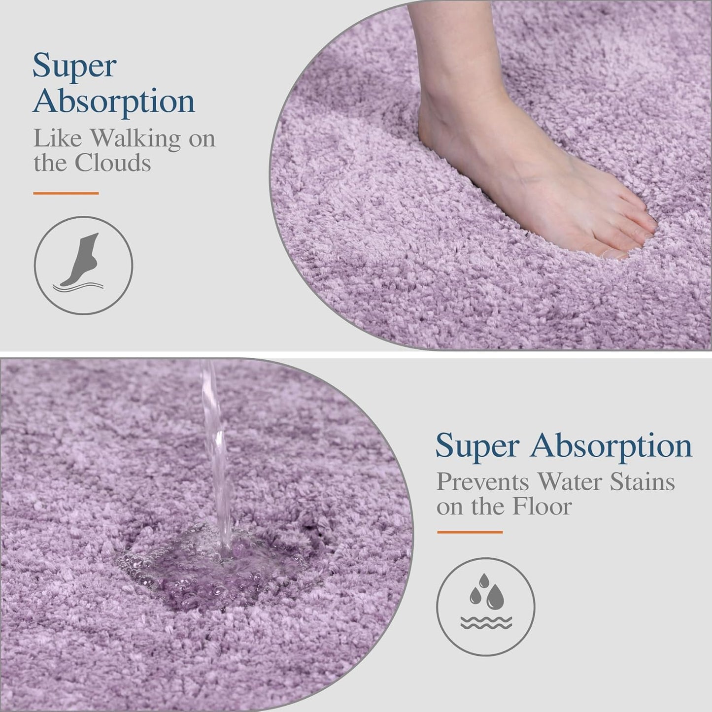 Walensee Large Bathroom Rug (24 x 72, Lavender) Extra Soft and Absorbent Shaggy Bath Mat Machine Washable Microfiber Non Slip Luxury Floor Mat