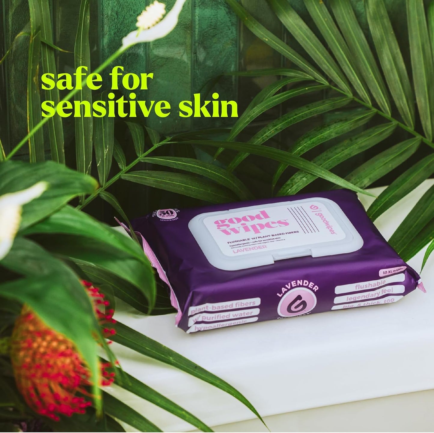 goodwipes Flushable Butt Wipes - Vitamin E & Aloe - Sewer & Septic Safe - Extra Large Adult Wet Wipes For Women & Men - Bathroom Essentials - Lavender, 318 Count (6 Packs + 1 Travel)