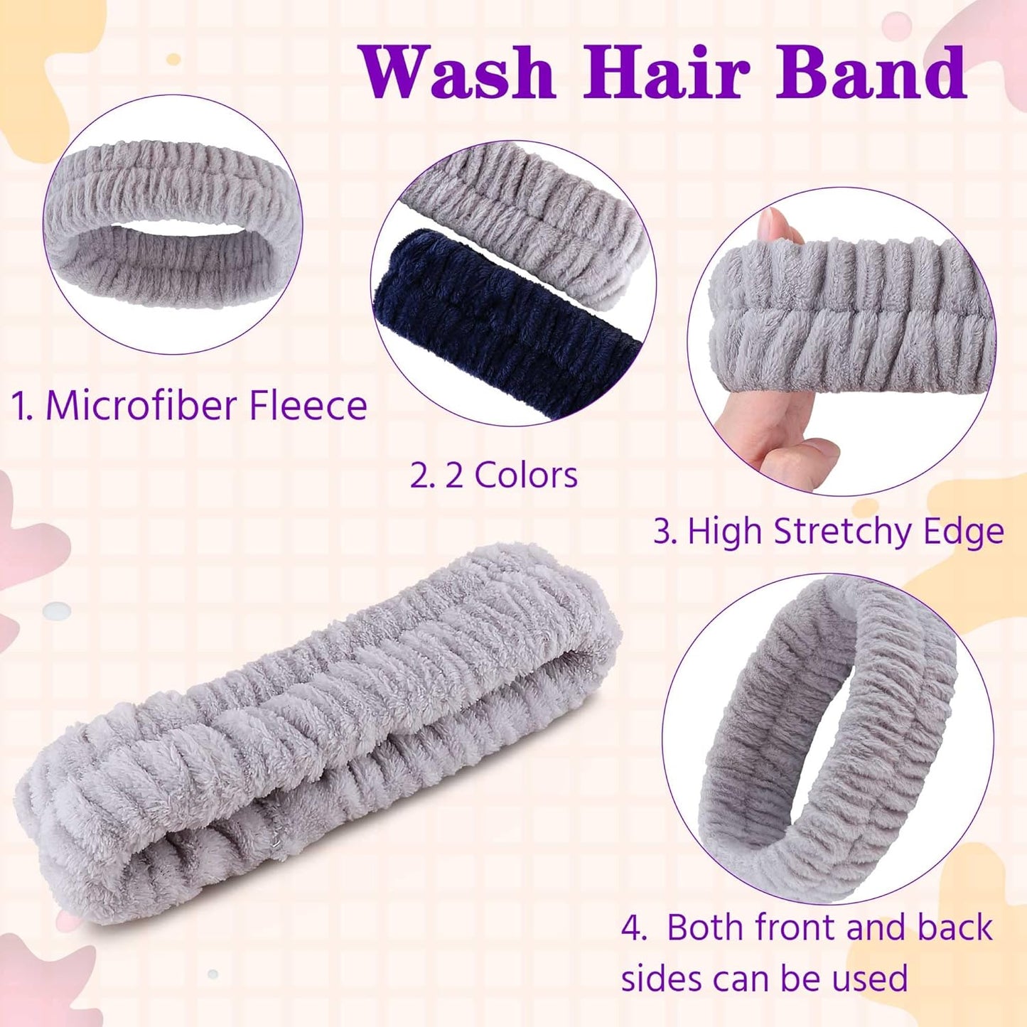 Spa Headband, Makeup Headband for Washing Face, Skincare Headbands for Girls Women, Soft Facial Makeup Head Band