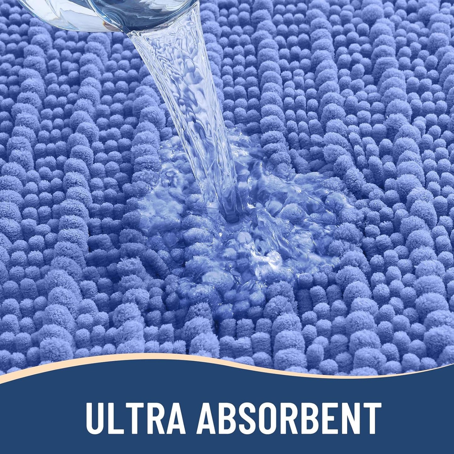 Arotive Luxury Chenille Bathroom Rug Mat, Extra Soft Thick Absorbent Shaggy Bath Rugs, Non-Slip Machine Wash Dry, Plush Bath Mats for Bathroom, Shower and Tub, 36x24, Cornflower Blue