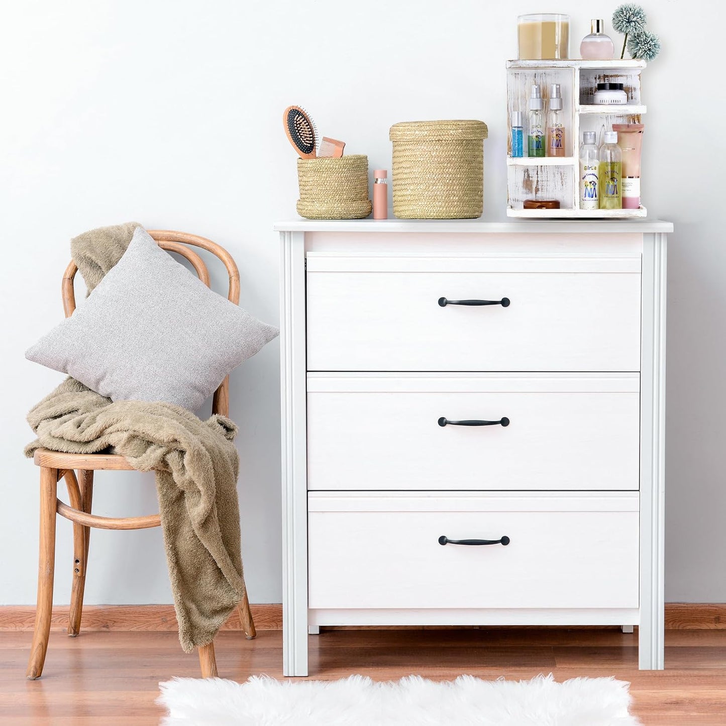 Sorbus 360° Makeup Organizer - Grey Rustic Wood Storage Carousel for Cosmetics, Make Up, Skin Care Organizer - Rotating Makeup Organizer for Vanity, Bathroom Storage, Bedroom, Kitchen, Desk, Dorm