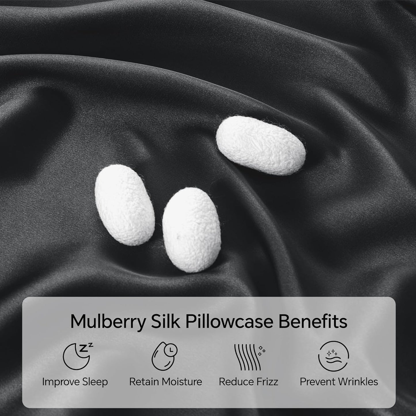 INFIIXSO Mulberry Silk Pillowcase for Hair and Skin, Silk Pillow Cases King Size with Hidden Zipper 20x40 Inches, Extraordinary Smooth and Soft Cooling Pillow Cases for Hot Sleepers(Black, 1 Pack)