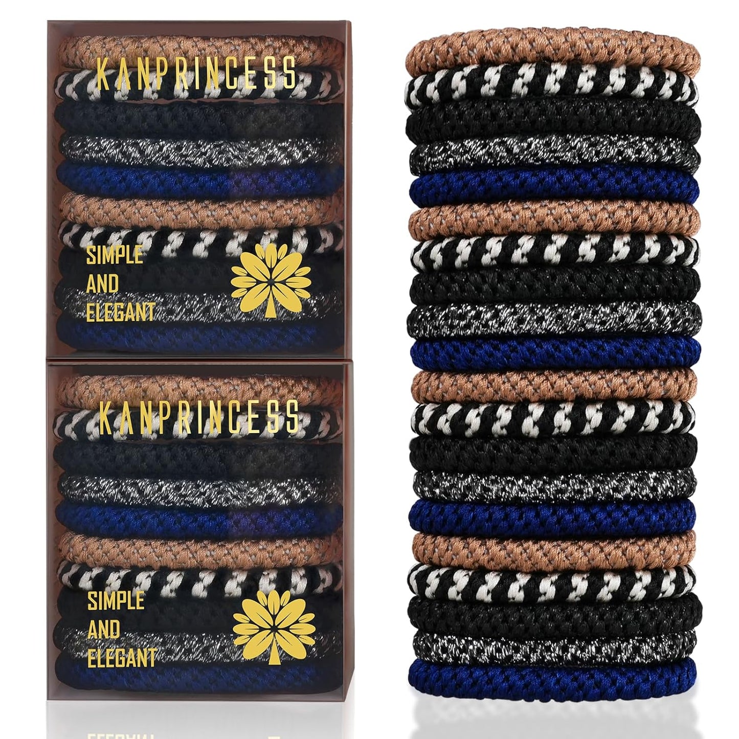 20Pcs Hair Ties For Thick Hair, Strong Stretchy Hair Bands For Women Girls, No Slip Braided Hair Ties No Damage, Ponytail Holders-Exceptionally Secure with Gentle Hold (Set 3)