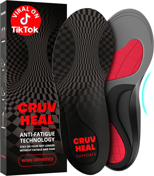 (New) Work Orthotic Insoles - Anti Fatigue Medium Arch Support Shoe Insert Men Women - Plantar Fasciitis Flat Feet - Relieve Foot Pain - Work Boot Insoles Standing All Day (L, Gray)