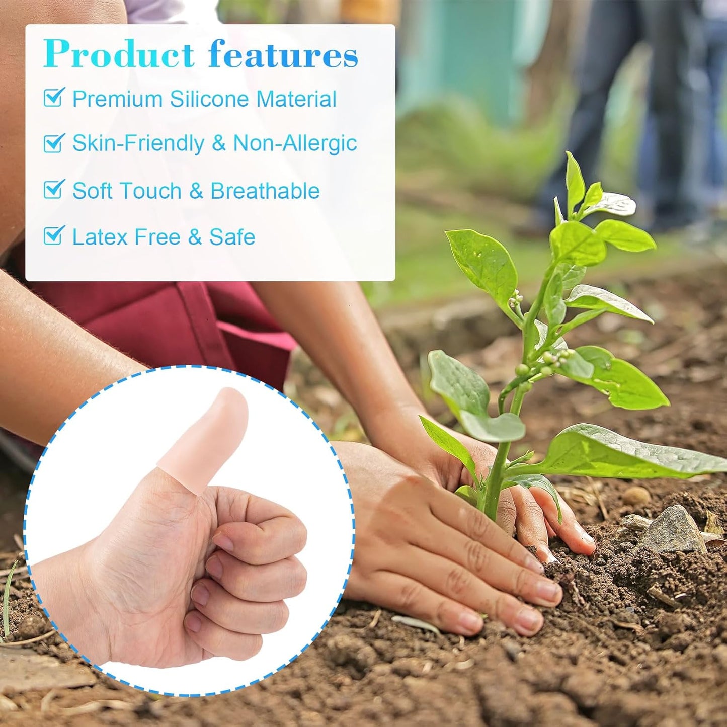 ANCIRS 14pcs Gel Finger Support Protector Caps Gloves, Gel Finger Cots/Covers, Silicone Fingertips for Hands Cracking, Eczema Skin, Trigger Finger Arthritis Pain Relief