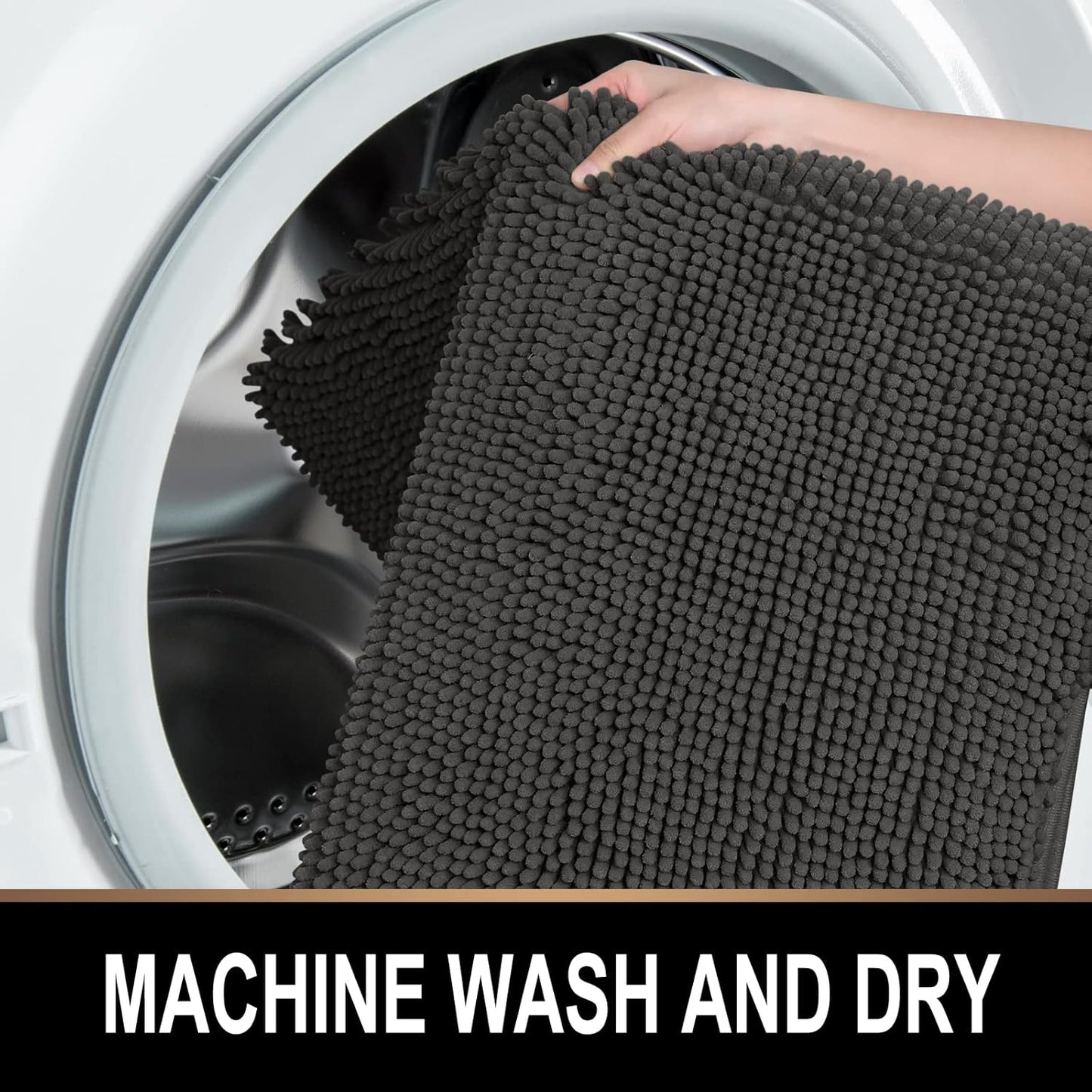 MAYSHINE Round Area Rug Set for Bathroom | Soft Plush Chenille Bath Mat, Water Absorbent Non-Slip Bathroom Rug | Washable Shag Carpet, Bedroom, or Home Décor | 36"x36" (Round) | Charcoal Gray