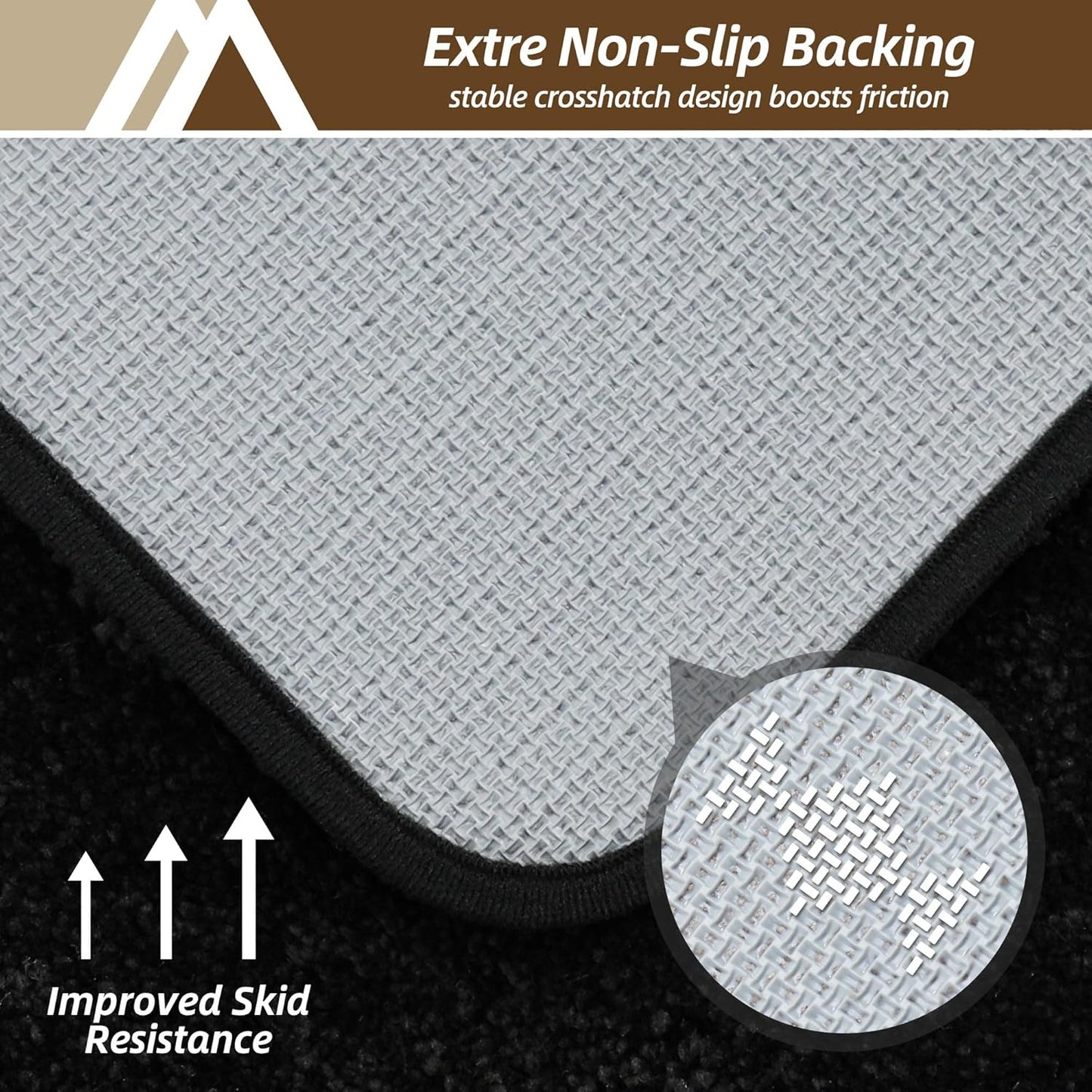 COSY HOMEER Bathroom Rugs Mat 20”x32” Absorbent Non-Slip Bath Mat Plush Shaggy Machine Washable Bath Rugs Soft Polyester Bath Mats for Bathroom Floor,Tub and Shower,Black