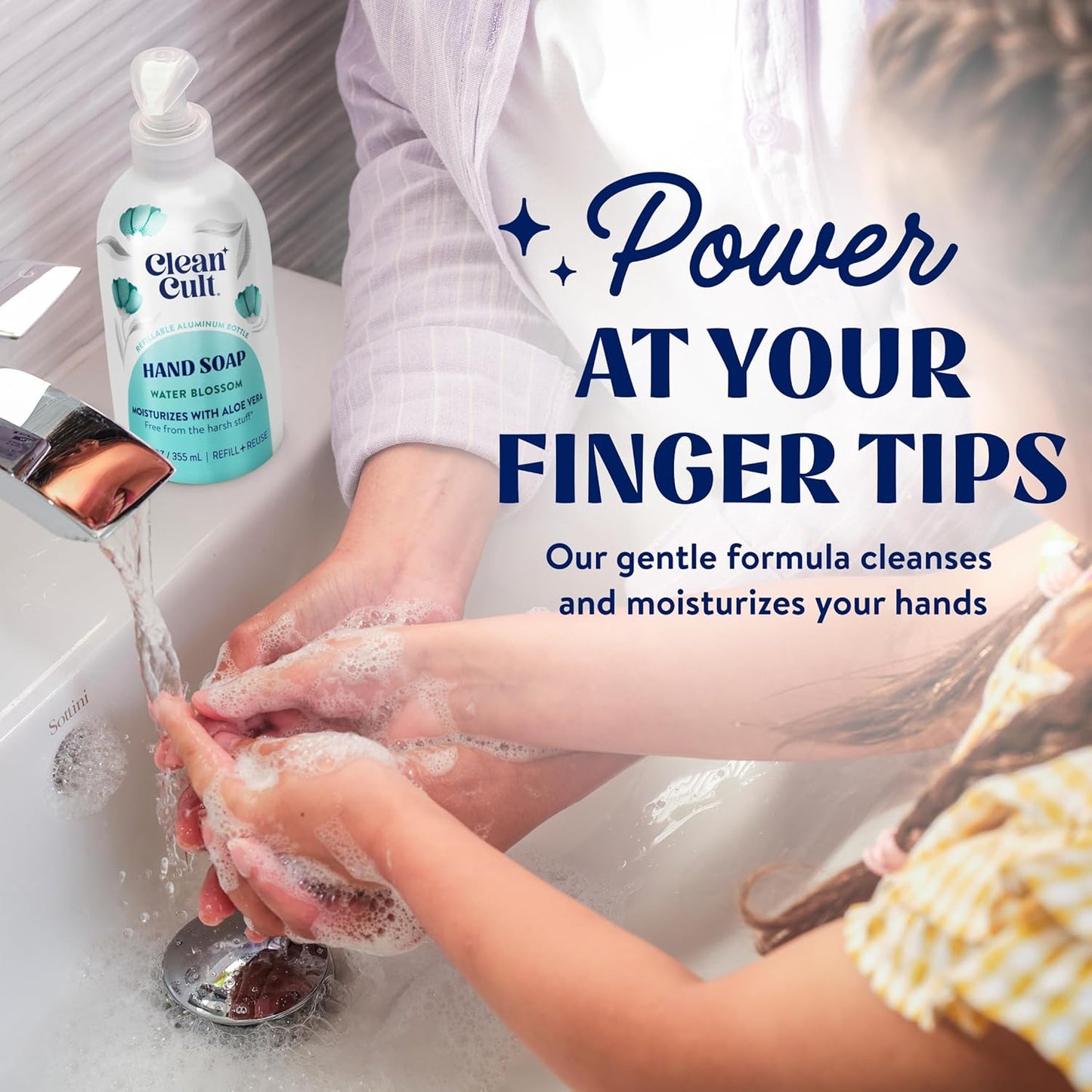 Cleancult Liquid Hand Soap Refill - Water Blossom - Moisturizes Dry & Sensitive Skin - Made with Aloe Vera & Essential Oils - Eco Friendly - Paper-Based Packaging - 32 oz/2 Pack