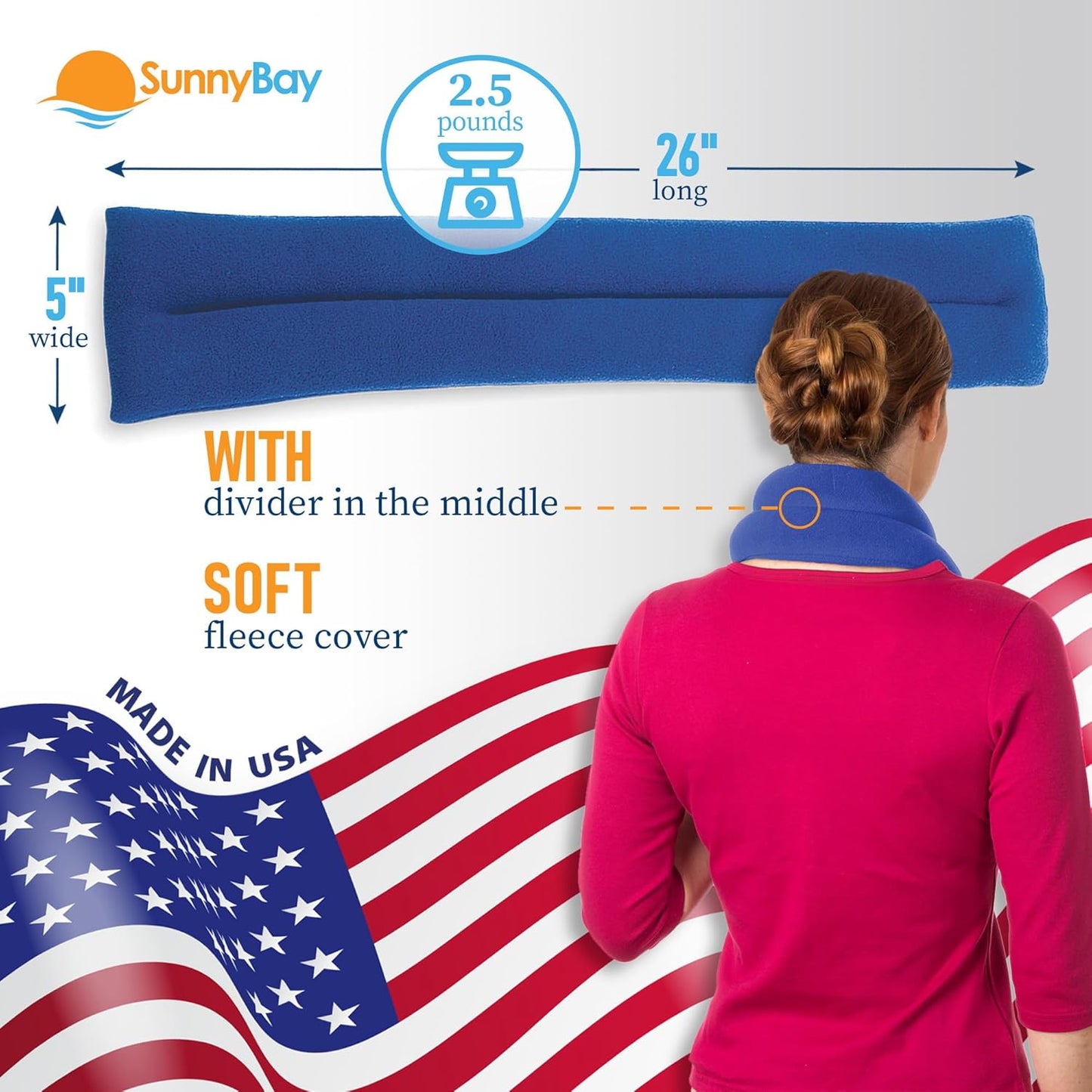 SunnyBay Microwave Heating Pad for Neck and Shoulders, Versatile Bean Bag Moist Heating Pad, Microwavable Neck Wrap and Cool Pack for Deep Pain Relief, Weighted Hot or Cold Therapy (Sky Blue)