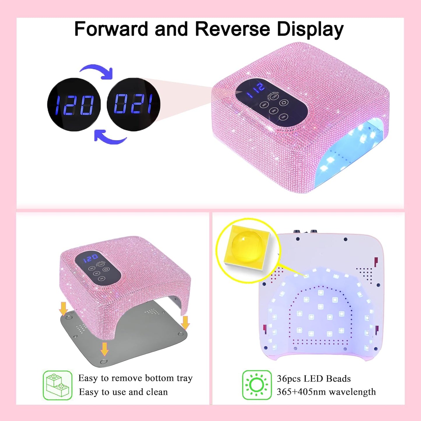72W Cordless Led Nail Lamp, Rechargeable Nail Dryer, Portable Gel UV Led Nail Light with 4 Timer Setting Sensor, Professional Wireless Gel Nail Lights Nail Art Manicure Tools for Home and Salon