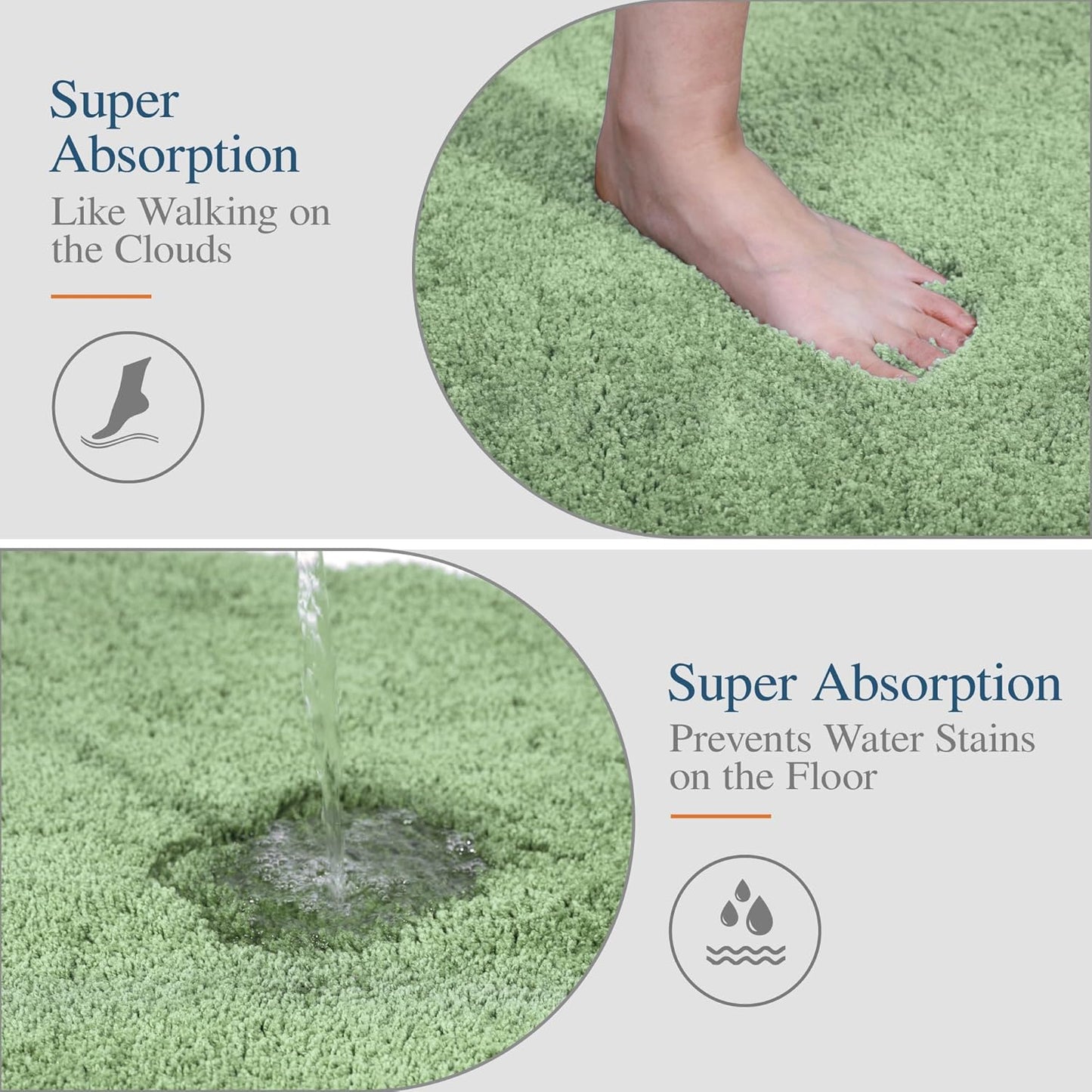 Walensee Large Bathroom Rug (24 x 60, Sage Green) Extra Soft and Absorbent Shaggy Bath Mat Machine Washable Microfiber Non Slip Luxury Floor Mat