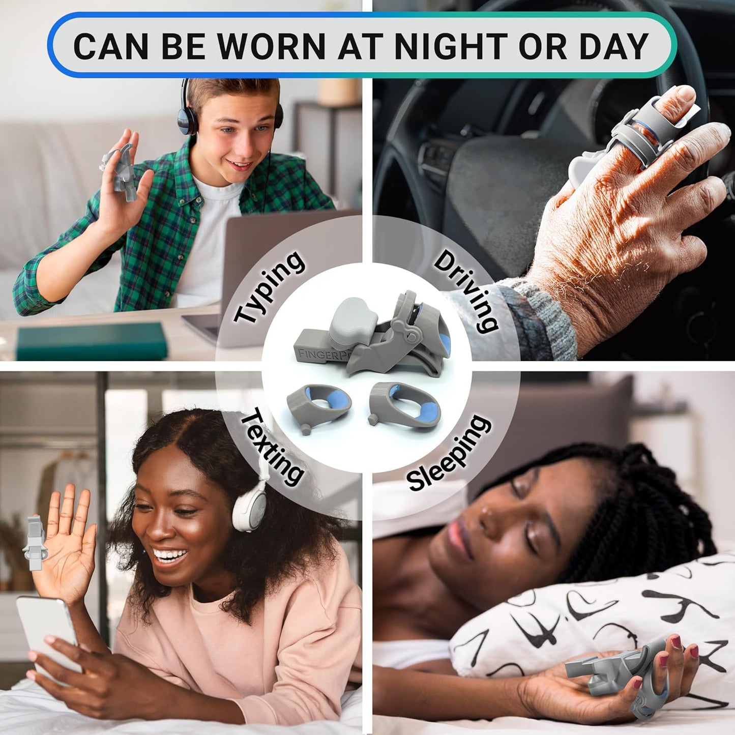 Finger Straightener | PIP Extension Orthosis/Splint For Bent Fingers, PIP Flexion Contractures | Adjustable Joint Stretcher Device | Made in USA | Gray/Medium