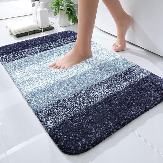 OLANLY Bathroom Rugs Mat 24x16, Extra Soft Absorbent Microfiber Bath Rugs, Rubber Backing, Quick Dry, Machine Washable Bath Mats for Bathroom Floor, Tub and Shower, Home Decor Accessories, Airy Blue