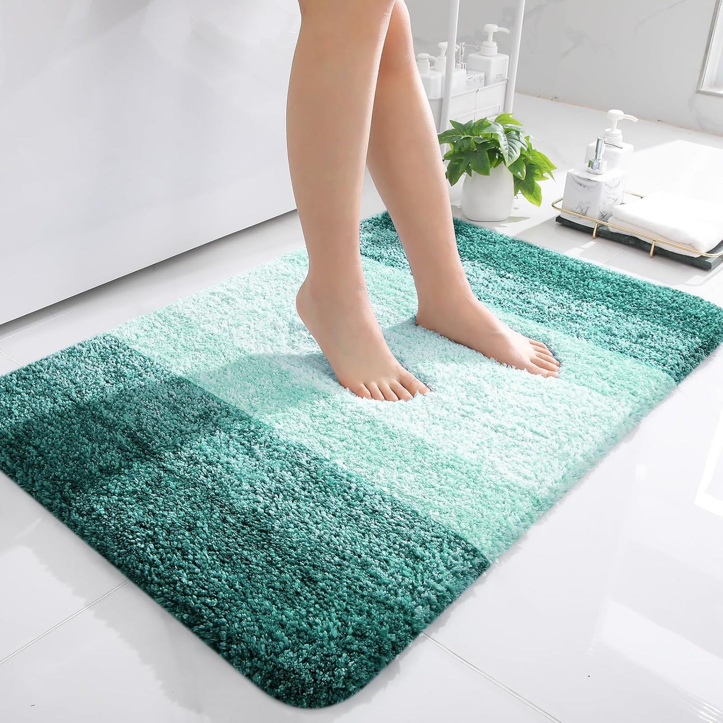 OLANLY Bathroom Rugs Mat 36x24, Extra Soft Absorbent Microfiber Bath Rugs, Rubber Backing, Quick Dry, Washable Bath Mats for Bathroom Floor, Tub and Shower, Home Decor Accessories, Blackish Green