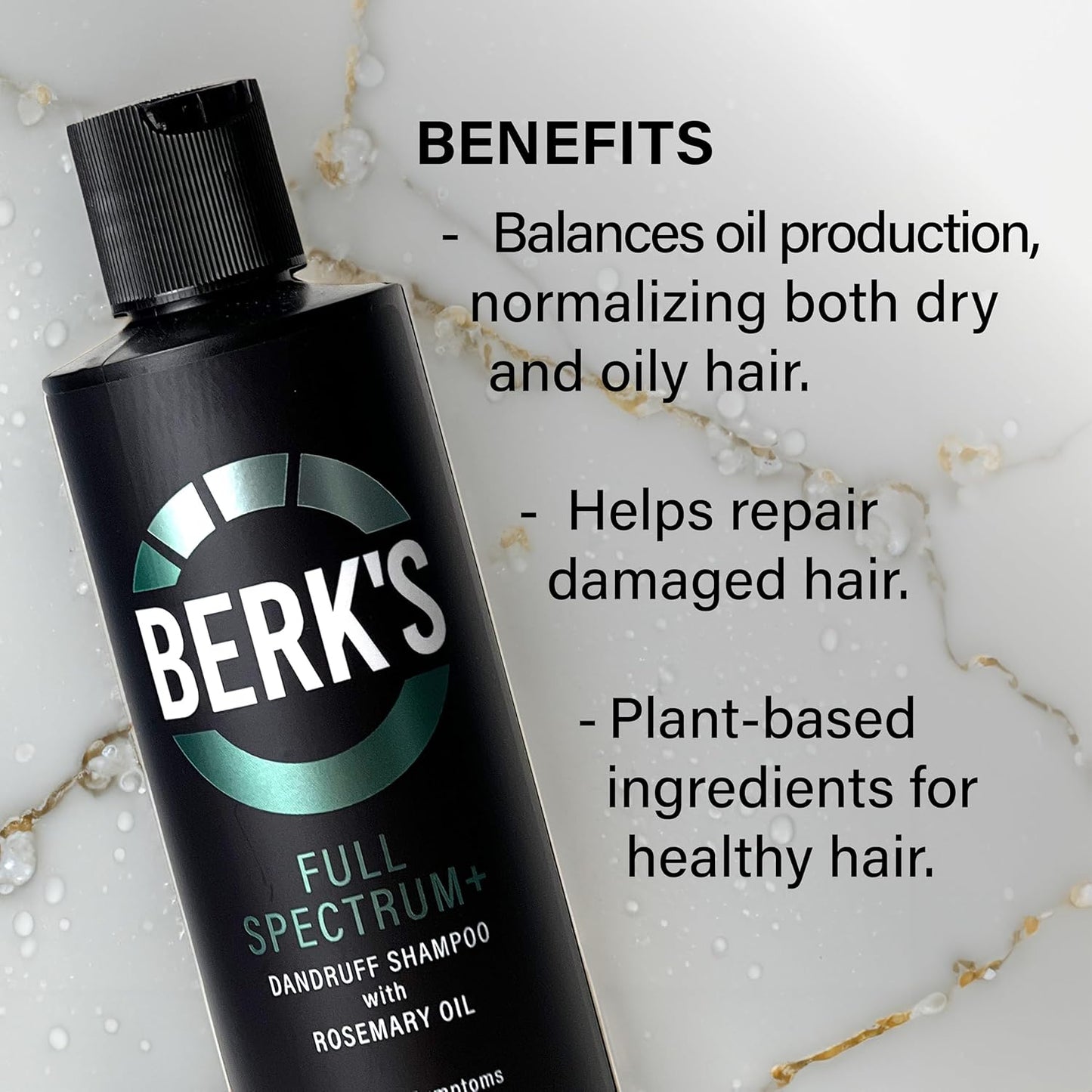 Berk's Full Spectrum Dandruff Shampoo with Coal Tar, Salicylic Acid, Sulfur, and Rosemary Oil, 8 Fl Oz