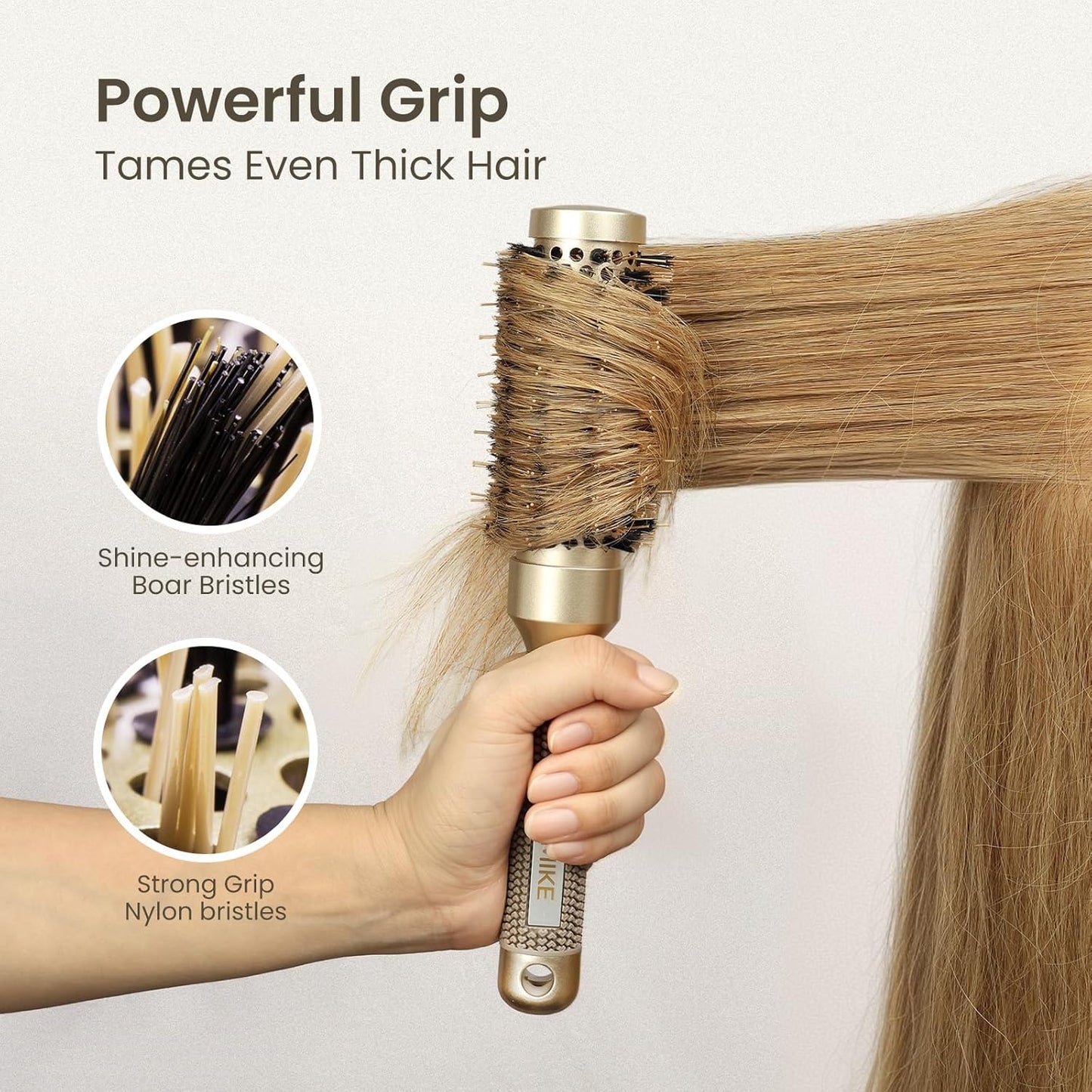 AIMIKE Round Brush for Blow Out, Small Round Hair Brush Nano Thermal Ceramic & Ionic Tech, for Blow Drying & Styling, Curling and Shine - 2.4 inch Barrel w/Boar Bristles