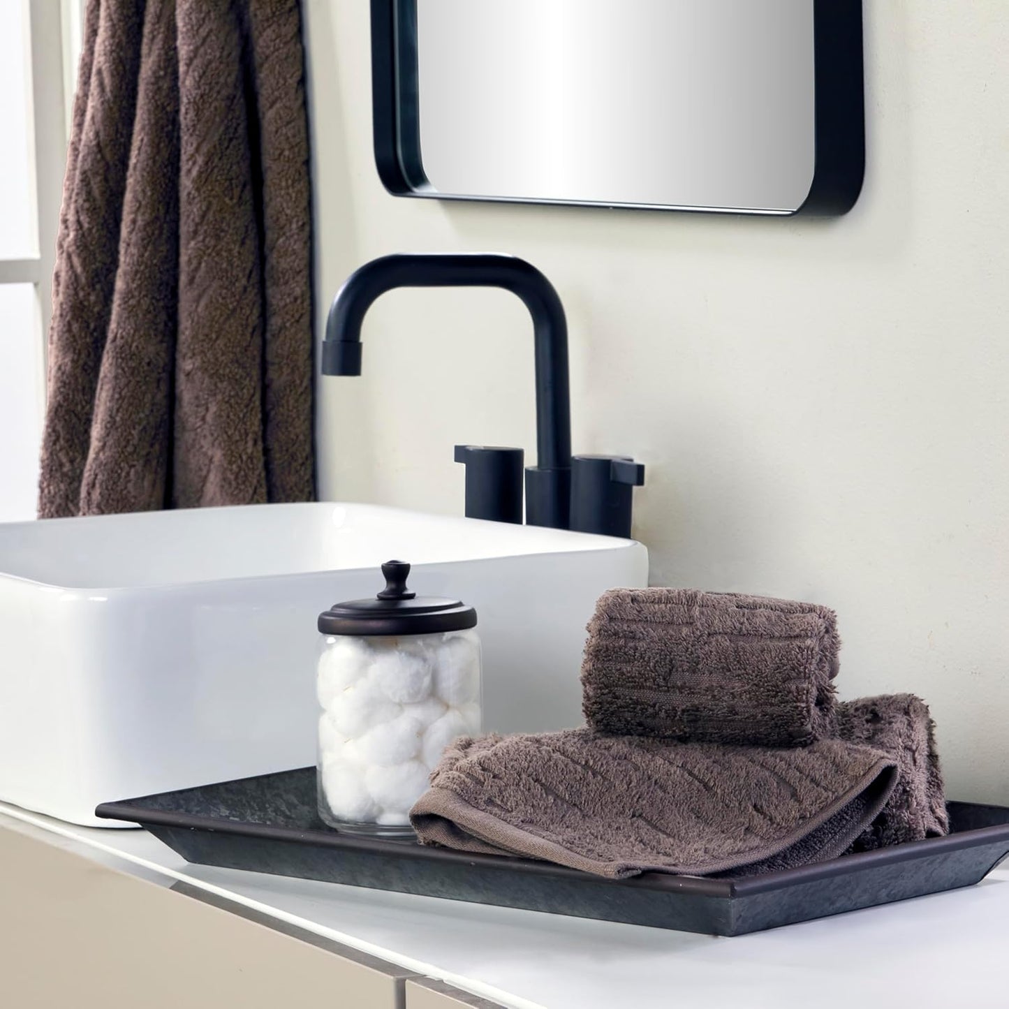 SKL Home CloudSoft Cotton Luxury 4 Pc Wash Set for Bath & Gift, Mink Brown