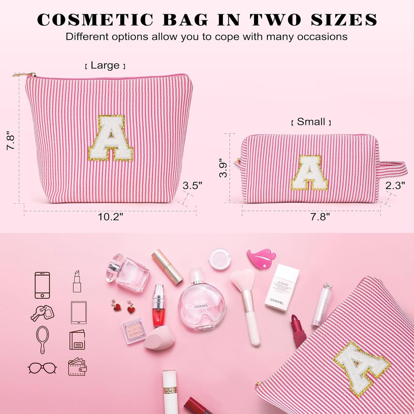 Travel Toiletry Bag Set for Women - Travel Essentials, Initial Travel Makeup Bag Organizer Small Cosmetic Bag for Purse Purple Stuff Gifts for Women Mom Girlfriend Teacher, Purple Letter K