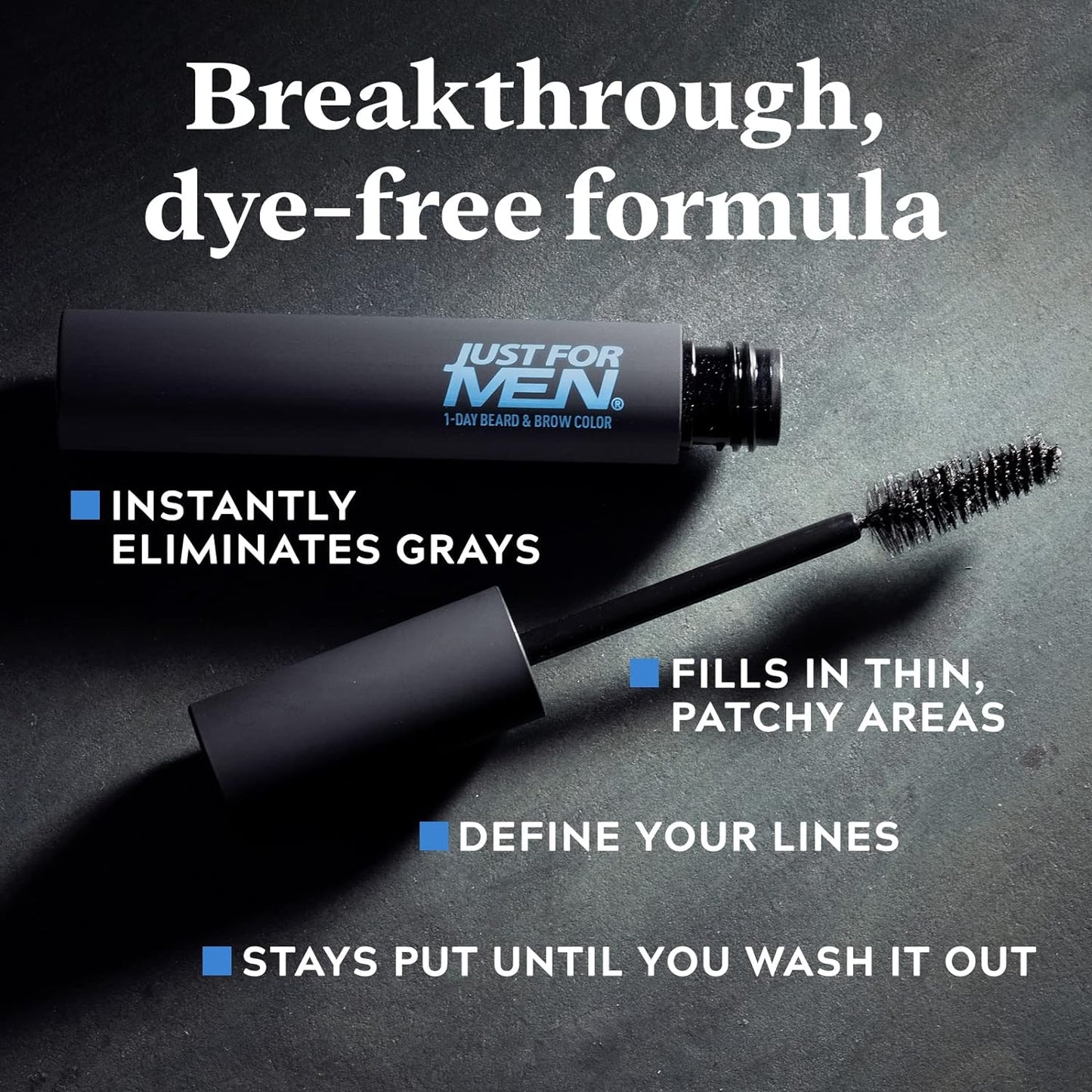 Just for Men 1-Day Beard & Brow Color, Temporary Color for Beard and Eyebrows, For a Fuller, Well-Defined Look, Up to 30 Applications, Dark Brown