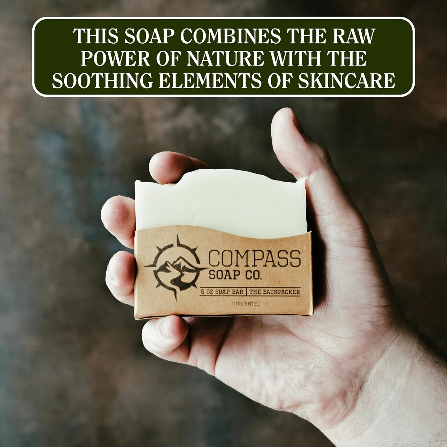CompassSoap The Backpacker. Natural Bar Soap for Women & Men | Unscented Soap Bar with Minimalist & Gentle Lather | Women & Men's Bar Soap, Natural, Paraben & Phthalate Free | 5 Oz. Pack of 2