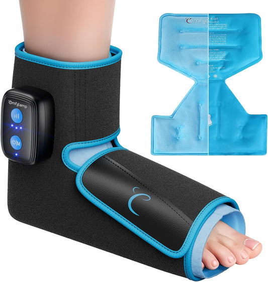 Comfytemp Auto Compression Ankle Foot Ice Pack Wrap, FSA Eligible HSA, Reusable Gel Hot Cold Therapy Brace for Plantar Fasciitis Relief, Achilles Tendonitis, Swelling, Heel Spur, Sprain, Get Well Gift