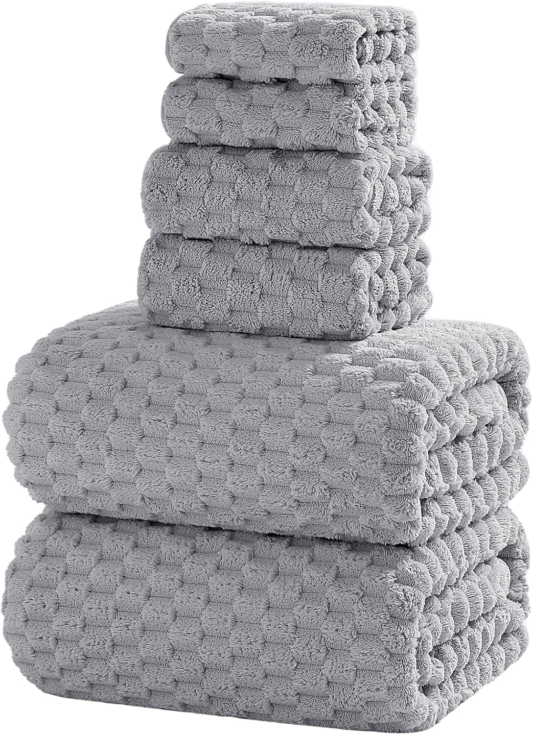 Extra Large Bath Towel Set of 6 (40"x80"),Oversized Bath Sheet Super Soft Highly Absorbent Microfibers Quick Dry Luxury Shower Towel for Bathroom Spa Gym Hotel Yoga (Gray, 6Piece)