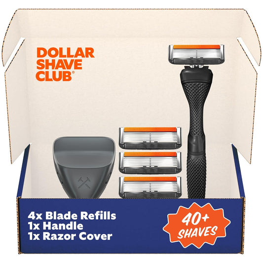 Dollar Shave Club | Travel Shave Set | 4 Extra Close Refill Cartridges, 1 Handle, 1 Razor Cover