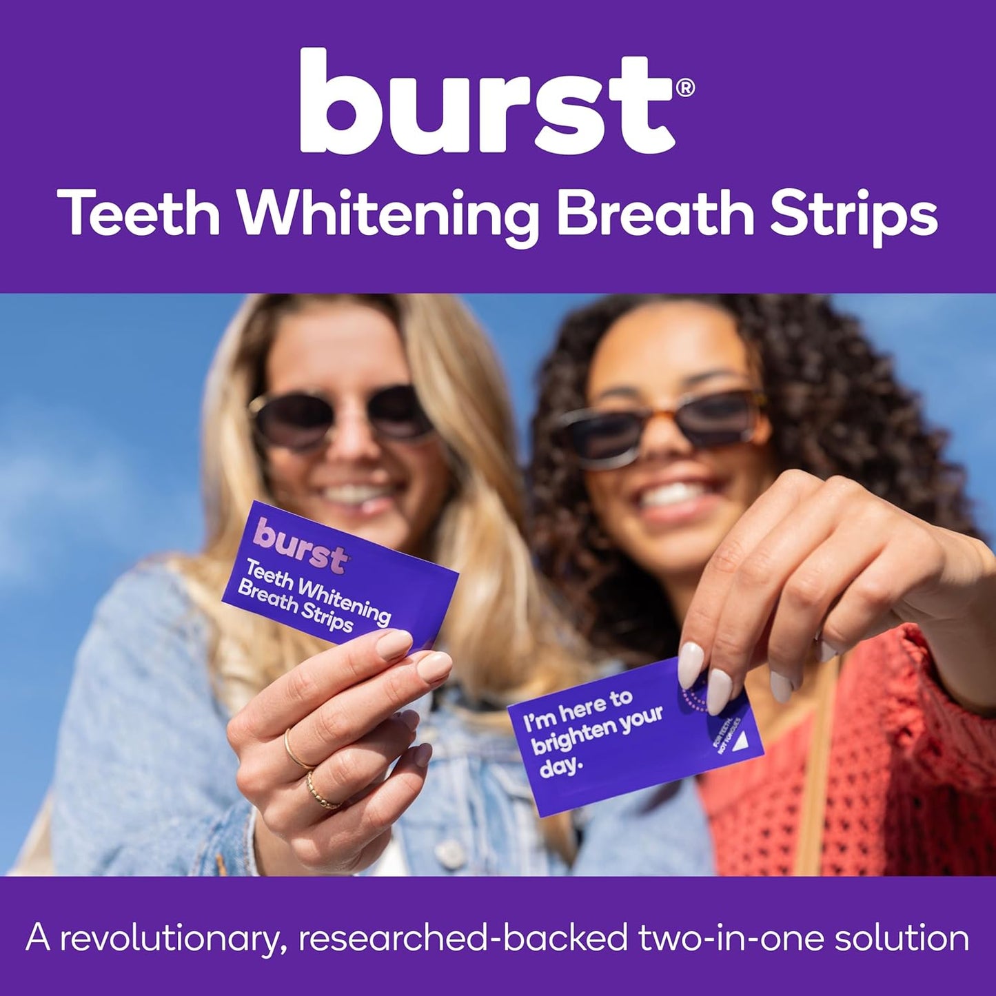 Burst Teeth Whitening Breath Strips (Polar Mint/8 Pack) | Kills 93% of Bad Mouth Germs | Up to 4 Shades Whiter in One Use | Easy to Apply/Quick Dissolving