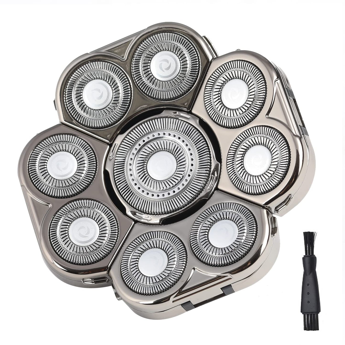 Men's Electric Shavers Replacement Heads 9 Blades Head Replaceable Alternate Floating Washable Electric Razor Shaver Head（Silver）