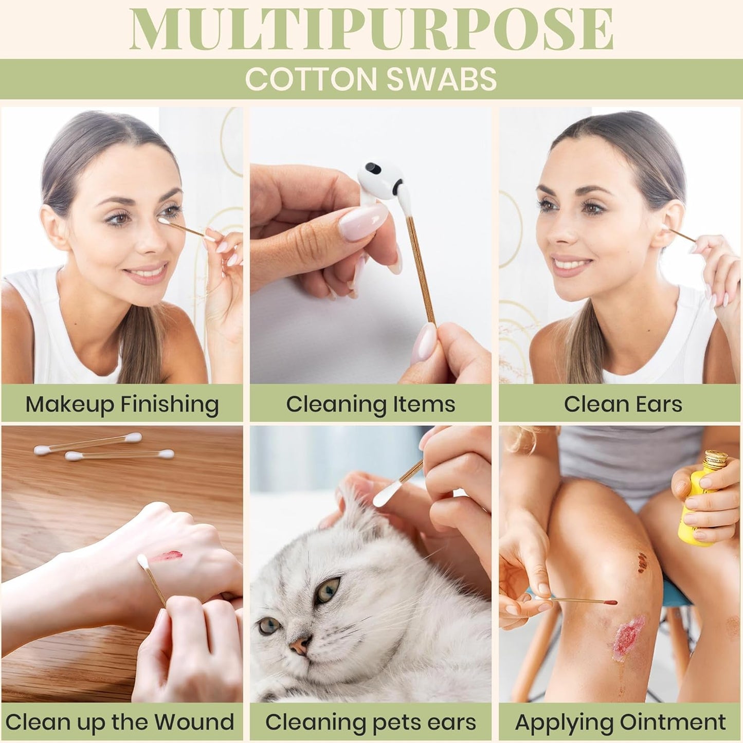 Natural Bamboo Cotton Swabs for Ears – 500 Pack – Qtips with Carbonized Bamboo for Durability – Eco-Friendly, Biodegradable & Vegan – 100% Cotton Ear Swabs for Makeup (Cylinder Box)