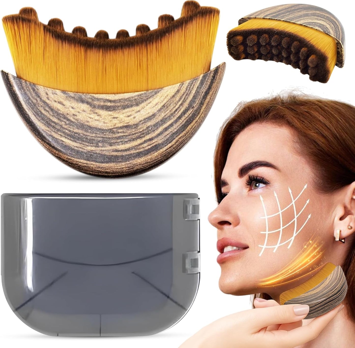 Lymphatic Contour Face Brush-Facial Dry Brush-Lymphatic Drainage Massager,Soft Dry Brushing Beauty Tool for Jawline, Chin & Facial Sculpting Designed to Fit Precisely and Relieve Fatigue