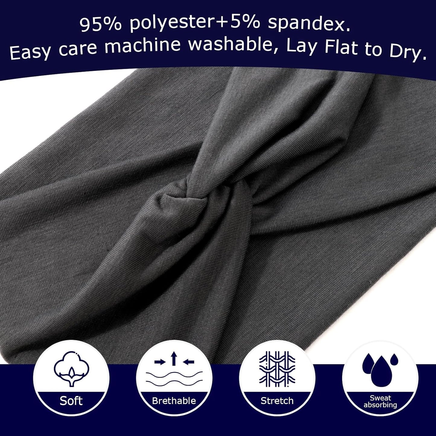 Extra Wide Headbands for Women Large Turban Headband Non Slip Boho Elastic Hairband Hair Twisted Knot Head Bands Accessories