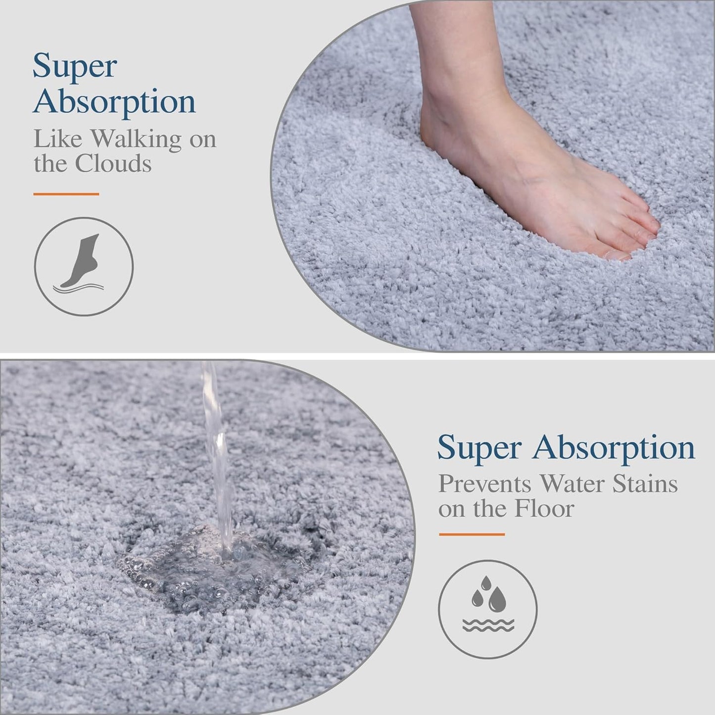 Walensee Large Bathroom Rug (24 x 48, Growing Blue) Extra Soft and Absorbent Shaggy Bath Mat Machine Washable Microfiber Non Slip Luxury Floor Mat