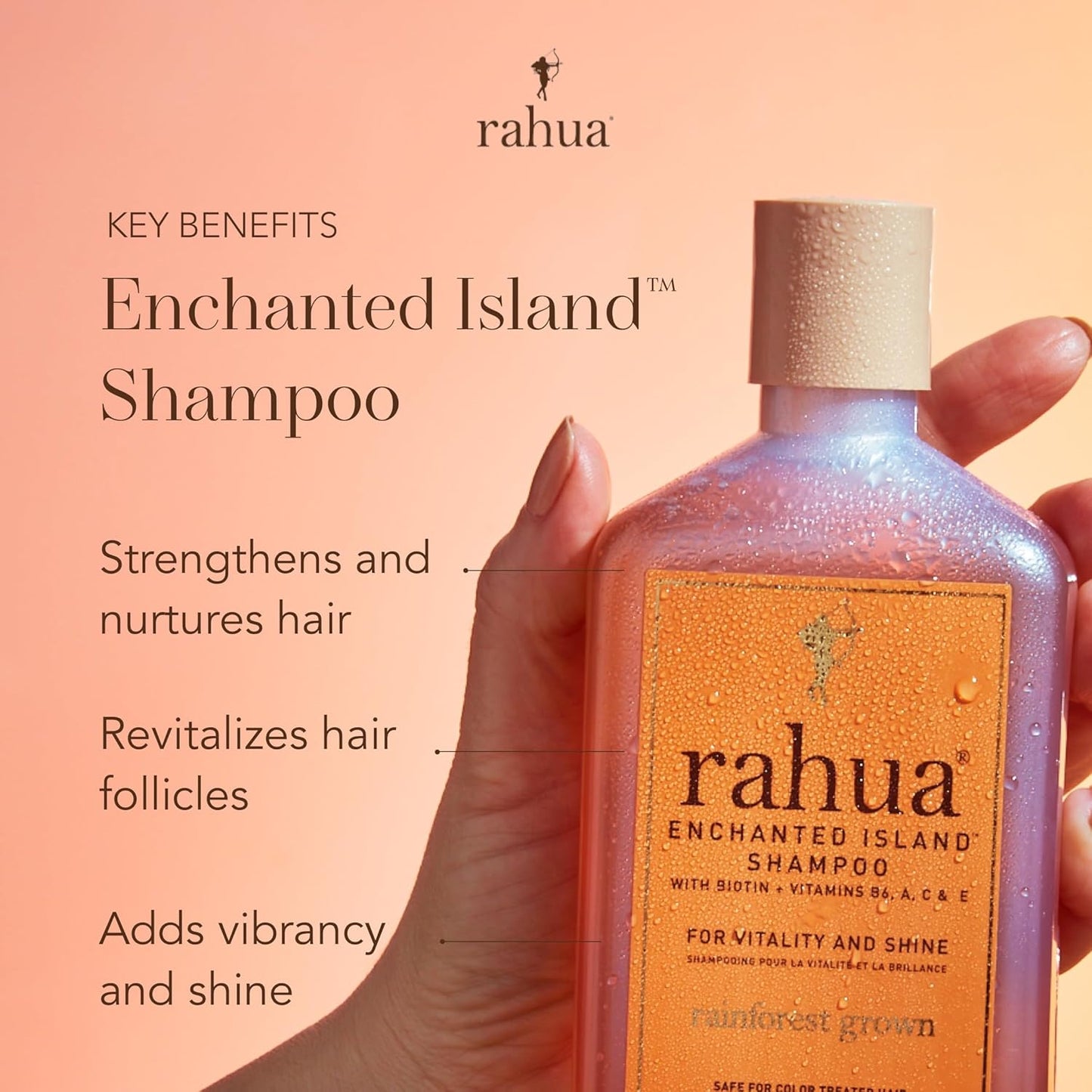 Rahua Enchanted Island Hair Shampoo with Biotin, 9.3 Fl Oz, Supports Strength, Hair Growth & Shine for All Hair Types, Vitamin C, E, A & B6, Coconut Guava Scent, Nourishing Hair Care for Men and Women