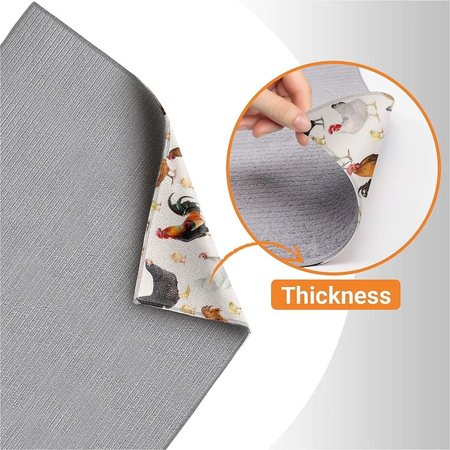 Dish Drying Mat For Kitchen Counter, Hens Roosters And Chickens Microfiber Absorbent Dish Drainer Rack Pad Reusable Large 18x24in Drying Mat