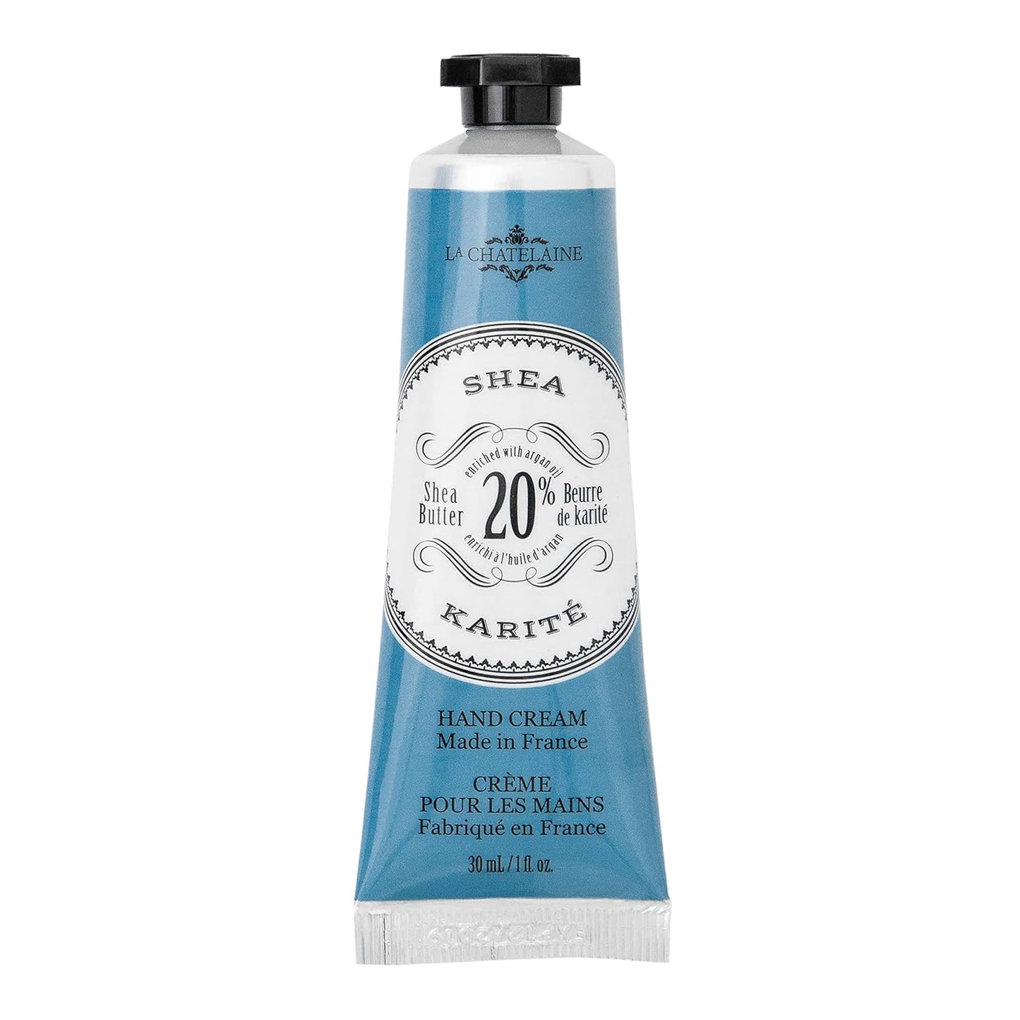 La Chatelaine 20% Shea Butter Hand Cream, Travel Size, Organic Argan Oil, Moisturizing, Nourishing, Extra-Rich Hand Lotion, Made in France, Paraben Free, 1 oz / 30ml (Shea)