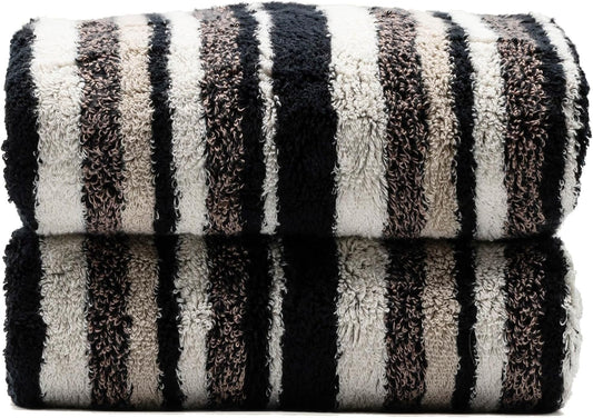 Italic Ultraplush 100% Australian Cotton Bath Sheets - Set of 2 Luxury Extra Large Heavy Duty Bath Sheets, 800GSM Plush and Absorbent Bath Sheets for Hotels, Bath & Spa (Stripe Multi-Color)