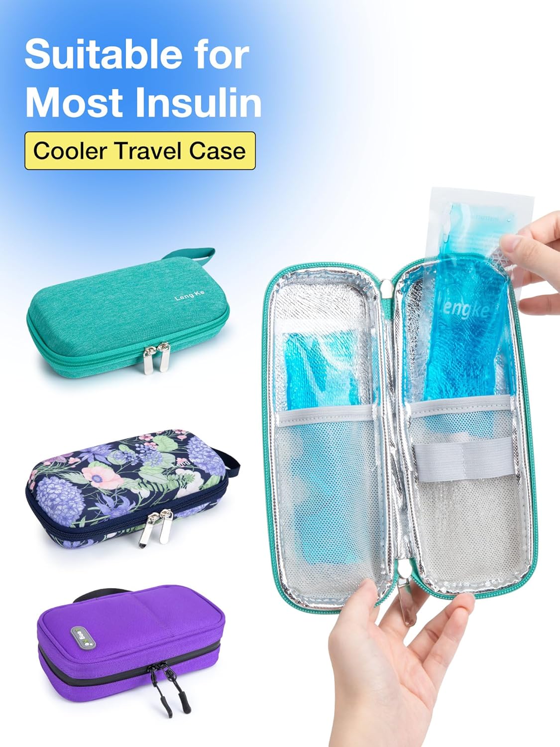 Leng Ke Ice Pack TSA Approved for Travel, Small Ice Packs, Reusable Ice Packs for Medication, Sutiable for Most Insulin Cooler Travel Case (4 Packs)