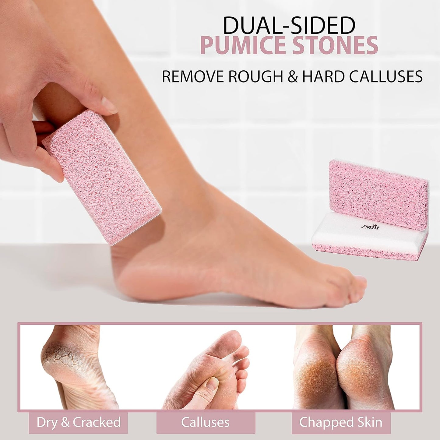 Siliglass Pumice Stone Callus Remover for Feet, Elbows, Hands, and Knees, Spain Made - 2 in 1 Pedicure Exfoliator and Scrubber for Rough, Hard Skin (1 Pack)